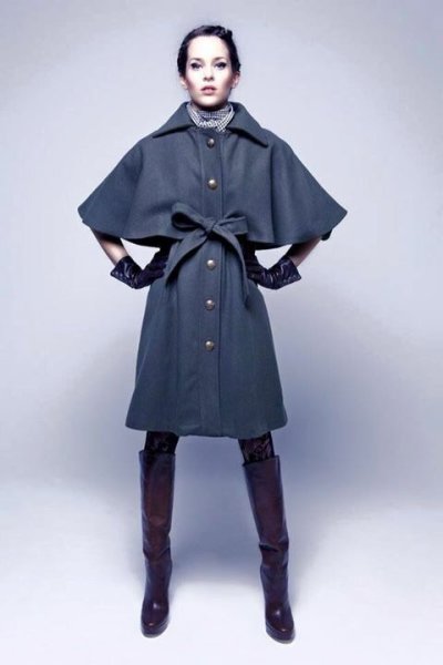 画像12: GLOW LONDON ★Wool Coat Cape Long style /black (12)